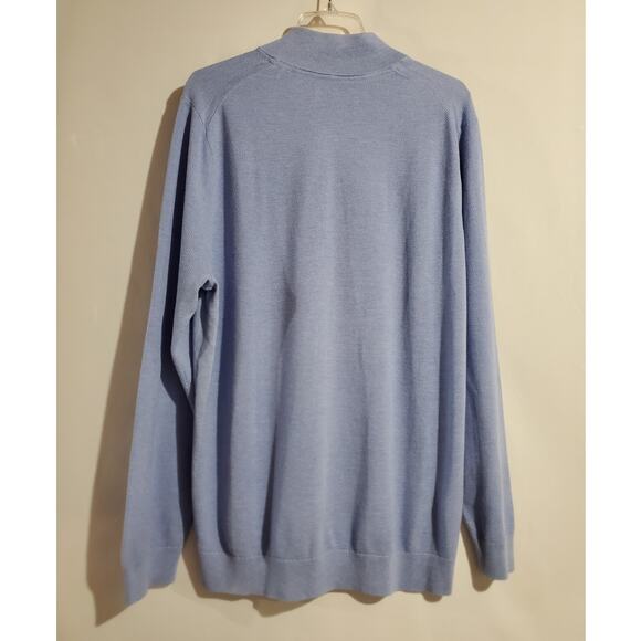Tommy Bahama Island Zone Cool Max Quarter Zip Sweater Mens Size XL Blue Preppy - Picture 2 of 9